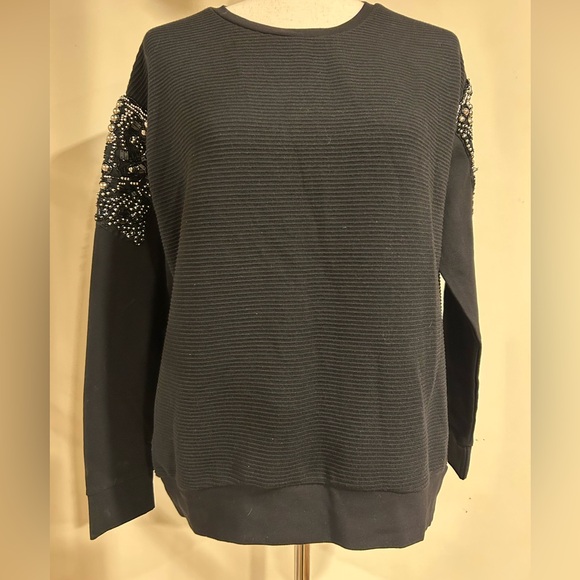 RULES of ETIQUETTE Black Pullover Sweater NWT Beaded Size S - Picture 1 of 11